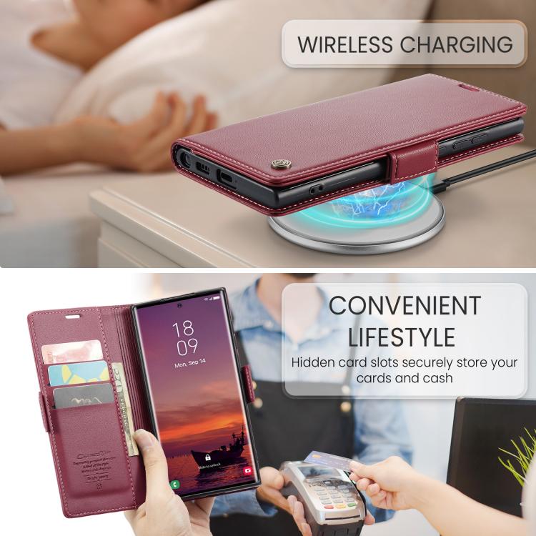 For Samsung Galaxy S25 Ultra 5G CaseMe 023 Butterfly Buckle Litchi Texture RFID Anti-theft Leather Phone Case(Red) - Galaxy S25 Ultra 5G Cases by CaseMe | Online Shopping UK | buy2fix