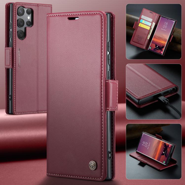 For Samsung Galaxy S25 Ultra 5G CaseMe 023 Butterfly Buckle Litchi Texture RFID Anti-theft Leather Phone Case(Red) - Galaxy S25 Ultra 5G Cases by CaseMe | Online Shopping UK | buy2fix