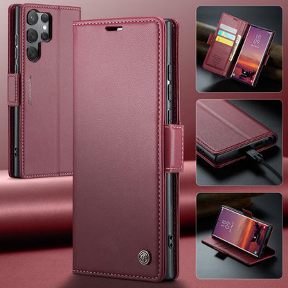 For Samsung Galaxy S25 Ultra 5G CaseMe 023 Butterfly Buckle Litchi Texture RFID Anti-theft Leather Phone Case(Red) - Galaxy S25 Ultra 5G Cases by CaseMe | Online Shopping UK | buy2fix