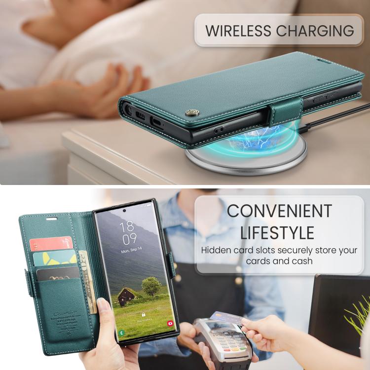 For Samsung Galaxy S25 Ultra 5G CaseMe 023 Butterfly Buckle Litchi Texture RFID Anti-theft Leather Phone Case(Green) - Galaxy S25 Ultra 5G Cases by CaseMe | Online Shopping UK | buy2fix