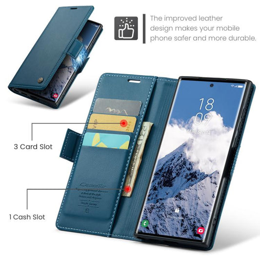 For Samsung Galaxy S25 Ultra 5G CaseMe 023 Butterfly Buckle Litchi Texture RFID Anti-theft Leather Phone Case(Blue) - Galaxy S25 Ultra 5G Cases by CaseMe | Online Shopping UK | buy2fix