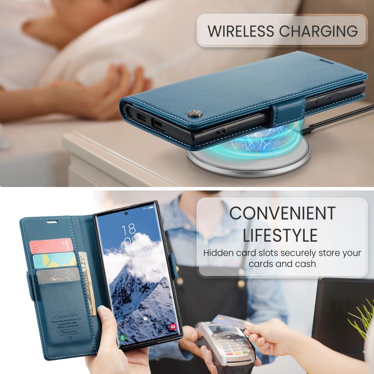 For Samsung Galaxy S25 Ultra 5G CaseMe 023 Butterfly Buckle Litchi Texture RFID Anti-theft Leather Phone Case(Blue) - Galaxy S25 Ultra 5G Cases by CaseMe | Online Shopping UK | buy2fix