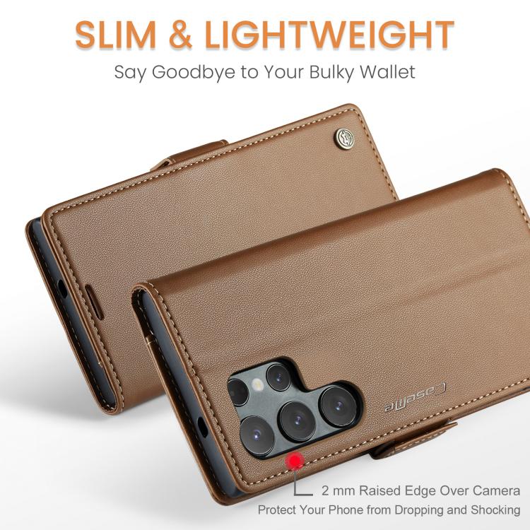 For Samsung Galaxy S25 Ultra 5G CaseMe 023 Butterfly Buckle Litchi Texture RFID Anti-theft Leather Phone Case(Brown) - Galaxy S25 Ultra 5G Cases by CaseMe | Online Shopping UK | buy2fix