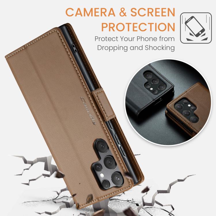 For Samsung Galaxy S25 Ultra 5G CaseMe 023 Butterfly Buckle Litchi Texture RFID Anti-theft Leather Phone Case(Brown) - Galaxy S25 Ultra 5G Cases by CaseMe | Online Shopping UK | buy2fix
