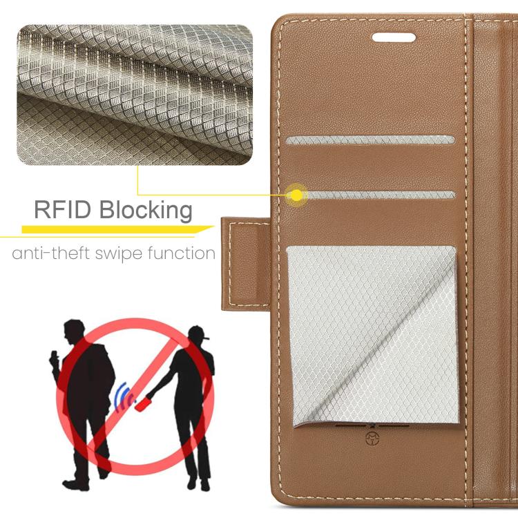 For Samsung Galaxy S25 Ultra 5G CaseMe 023 Butterfly Buckle Litchi Texture RFID Anti-theft Leather Phone Case(Brown) - Galaxy S25 Ultra 5G Cases by CaseMe | Online Shopping UK | buy2fix