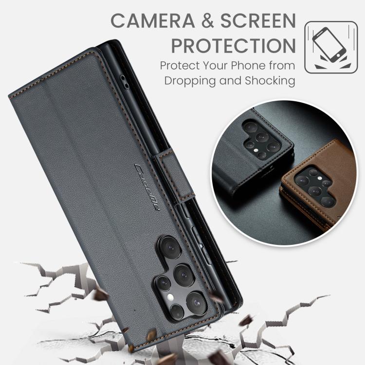 For Samsung Galaxy S25 Ultra 5G CaseMe 023 Butterfly Buckle Litchi Texture RFID Anti-theft Leather Phone Case(Black) - Galaxy S25 Ultra 5G Cases by CaseMe | Online Shopping UK | buy2fix