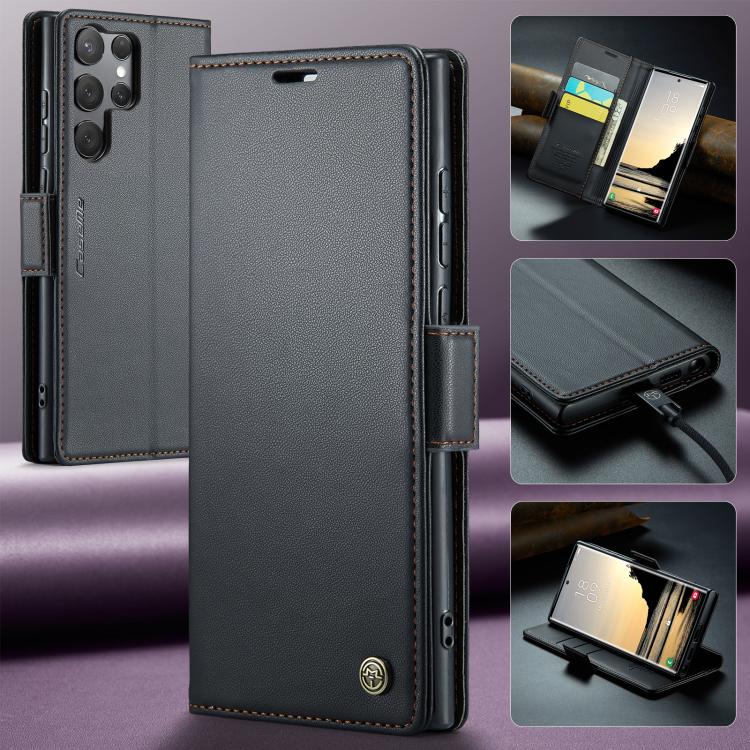For Samsung Galaxy S25 Ultra 5G CaseMe 023 Butterfly Buckle Litchi Texture RFID Anti-theft Leather Phone Case(Black) - Galaxy S25 Ultra 5G Cases by CaseMe | Online Shopping UK | buy2fix