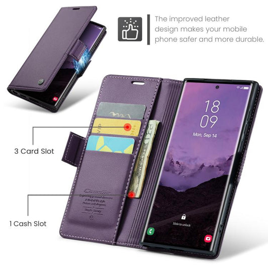 For Samsung Galaxy S25 Ultra 5G CaseMe 023 Butterfly Buckle Litchi Texture RFID Anti-theft Leather Phone Case(Purple) - Galaxy S25 Ultra 5G Cases by CaseMe | Online Shopping UK | buy2fix