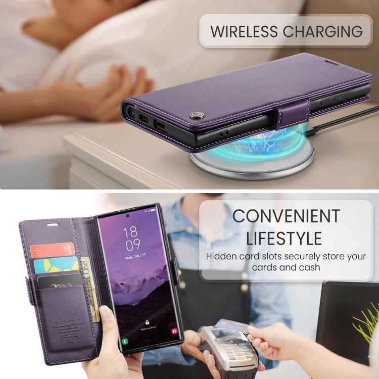For Samsung Galaxy S25 Ultra 5G CaseMe 023 Butterfly Buckle Litchi Texture RFID Anti-theft Leather Phone Case(Purple) - Galaxy S25 Ultra 5G Cases by CaseMe | Online Shopping UK | buy2fix