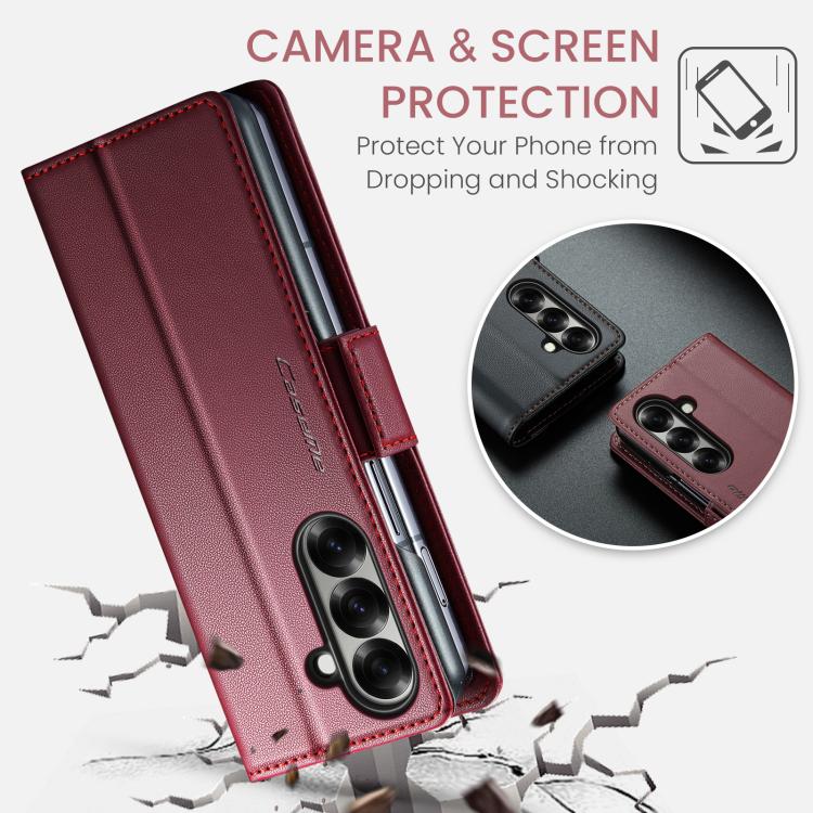 For Samsung Galaxy Z Fold7 CaseMe 023 Butterfly Buckle Litchi Texture RFID Anti-theft Leather Phone Case(Red) - Galaxy Z Fold7 5G Cases by CaseMe | Online Shopping UK | buy2fix
