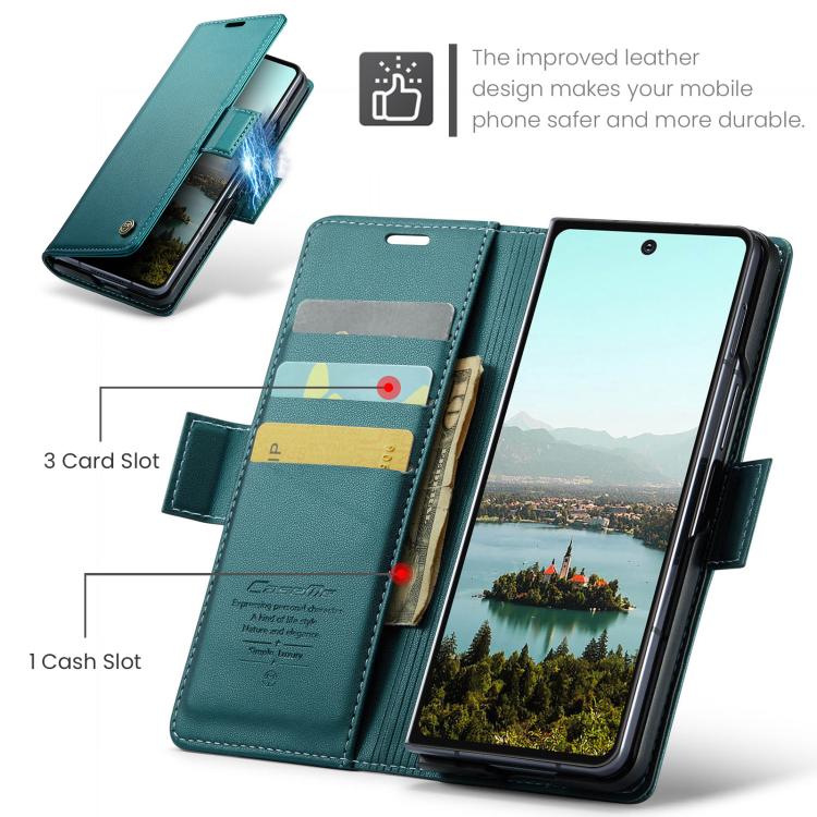 For Samsung Galaxy Z Fold7 CaseMe 023 Butterfly Buckle Litchi Texture RFID Anti-theft Leather Phone Case(Green) - Galaxy Z Fold7 5G Cases by CaseMe | Online Shopping UK | buy2fix
