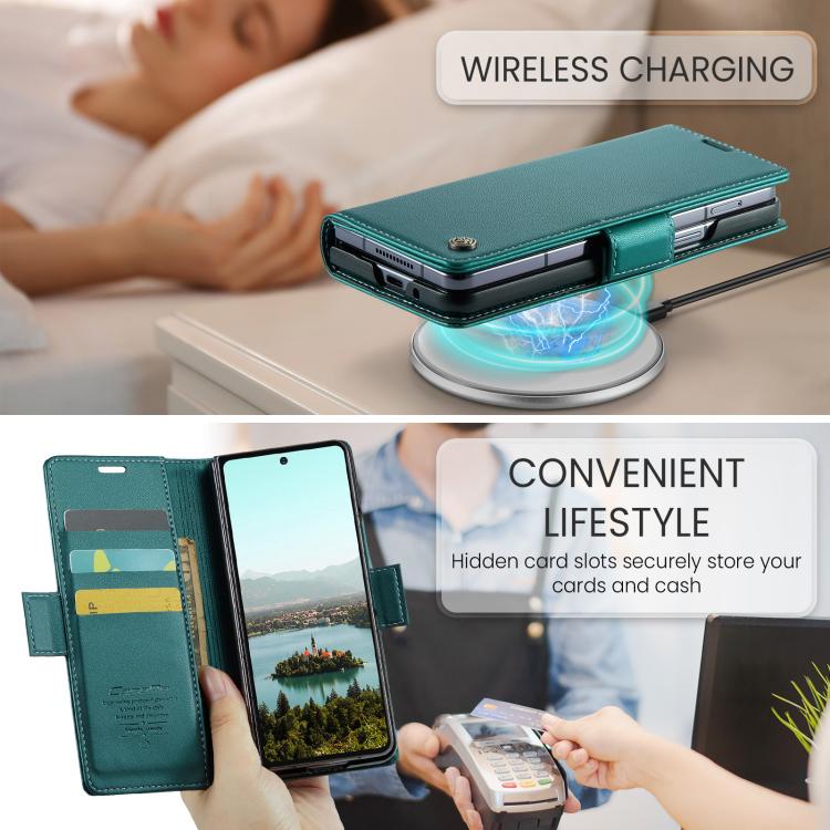 For Samsung Galaxy Z Fold7 CaseMe 023 Butterfly Buckle Litchi Texture RFID Anti-theft Leather Phone Case(Green) - Galaxy Z Fold7 5G Cases by CaseMe | Online Shopping UK | buy2fix