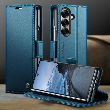 For Samsung Galaxy Z Fold7 CaseMe 023 Butterfly Buckle Litchi Texture RFID Anti-theft Leather Phone Case(Blue) - Galaxy Z Fold7 5G Cases by CaseMe | Online Shopping UK | buy2fix