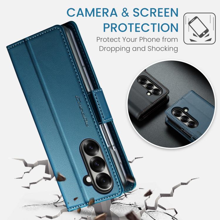 For Samsung Galaxy Z Fold7 CaseMe 023 Butterfly Buckle Litchi Texture RFID Anti-theft Leather Phone Case(Blue) - Galaxy Z Fold7 5G Cases by CaseMe | Online Shopping UK | buy2fix