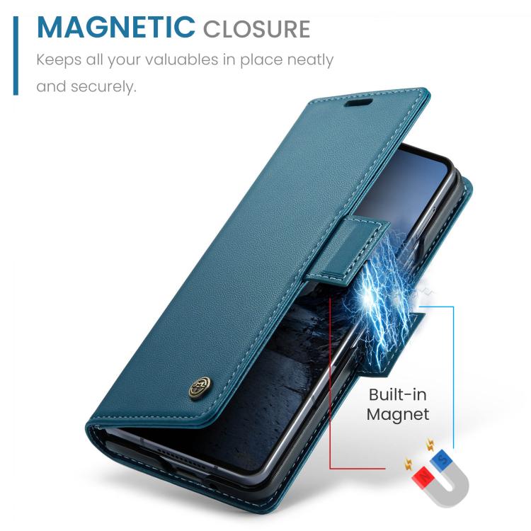 For Samsung Galaxy Z Fold7 CaseMe 023 Butterfly Buckle Litchi Texture RFID Anti-theft Leather Phone Case(Blue) - Galaxy Z Fold7 5G Cases by CaseMe | Online Shopping UK | buy2fix