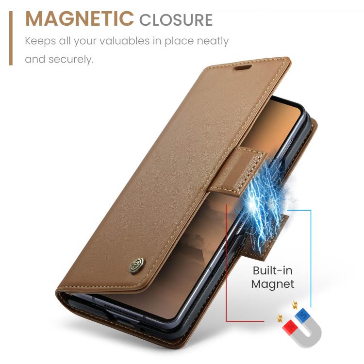 For Samsung Galaxy Z Fold7 CaseMe 023 Butterfly Buckle Litchi Texture RFID Anti-theft Leather Phone Case(Brown) - Galaxy Z Fold7 5G Cases by CaseMe | Online Shopping UK | buy2fix