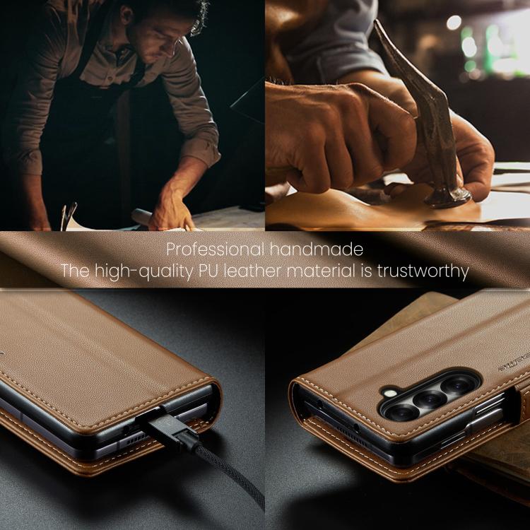 For Samsung Galaxy Z Fold7 CaseMe 023 Butterfly Buckle Litchi Texture RFID Anti-theft Leather Phone Case(Brown) - Galaxy Z Fold7 5G Cases by CaseMe | Online Shopping UK | buy2fix