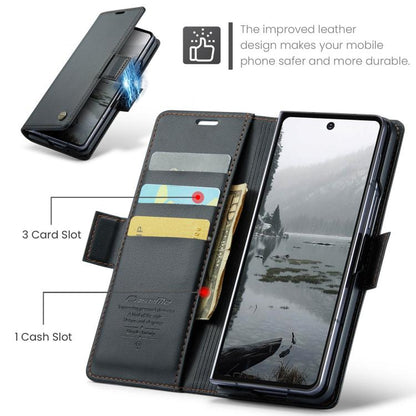 For Samsung Galaxy Z Fold7 CaseMe 023 Butterfly Buckle Litchi Texture RFID Anti-theft Leather Phone Case(Black) - Galaxy Z Fold7 5G Cases by CaseMe | Online Shopping UK | buy2fix