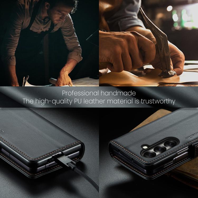For Samsung Galaxy Z Fold7 CaseMe 023 Butterfly Buckle Litchi Texture RFID Anti-theft Leather Phone Case(Black) - Galaxy Z Fold7 5G Cases by CaseMe | Online Shopping UK | buy2fix