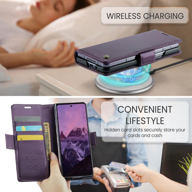 For Samsung Galaxy Z Fold7 CaseMe 023 Butterfly Buckle Litchi Texture RFID Anti-theft Leather Phone Case(Purple) - Galaxy Z Fold7 5G Cases by CaseMe | Online Shopping UK | buy2fix