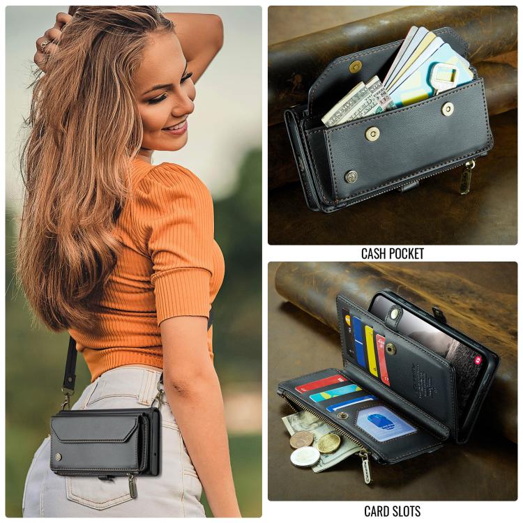 For Samsung Galaxy A36 CaseMe C36 Card Slots Zipper Wallet RFID Anti-theft Leather Phone Case(Black) - Galaxy Phone Cases by CaseMe | Online Shopping UK | buy2fix