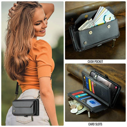 For Samsung Galaxy A36 CaseMe C36 Card Slots Zipper Wallet RFID Anti-theft Leather Phone Case(Black) - Galaxy Phone Cases by CaseMe | Online Shopping UK | buy2fix