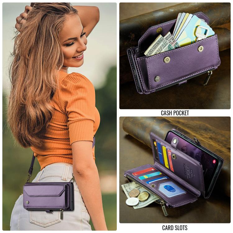 For Samsung Galaxy A36 CaseMe C36 Card Slots Zipper Wallet RFID Anti-theft Leather Phone Case(Purple) - Galaxy Phone Cases by CaseMe | Online Shopping UK | buy2fix