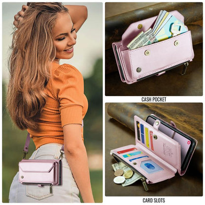 For Samsung Galaxy A56 5G CaseMe C36 Card Slots Zipper Wallet RFID Anti-theft Leather Phone Case(Pink) - Galaxy Phone Cases by CaseMe | Online Shopping UK | buy2fix