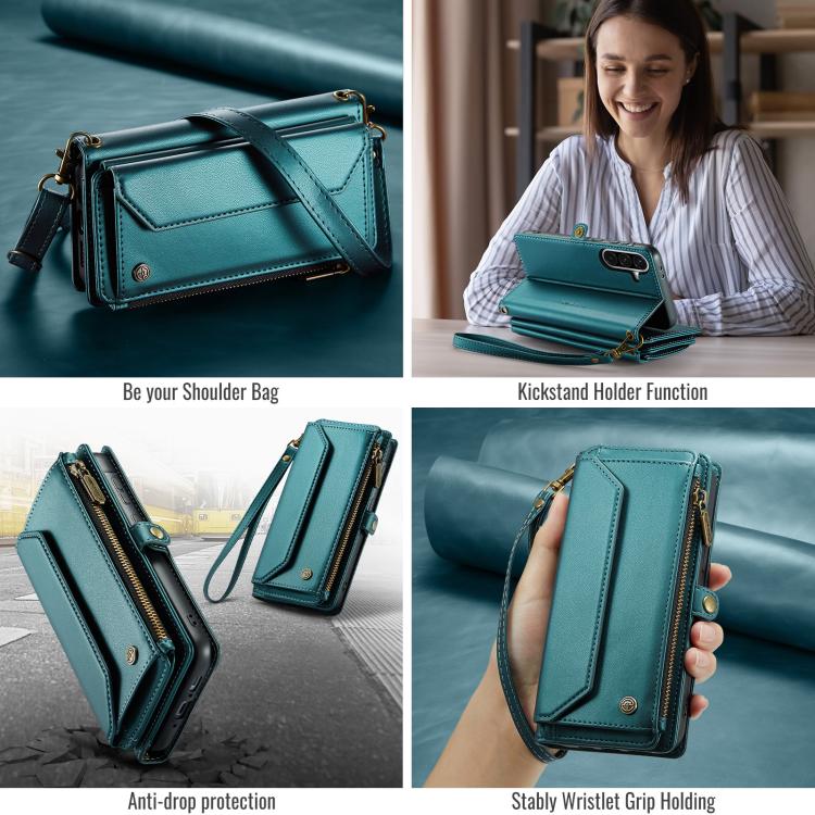 For Samsung Galaxy A56 5G CaseMe C36 Card Slots Zipper Wallet RFID Anti-theft Leather Phone Case(Blue) - Galaxy Phone Cases by CaseMe | Online Shopping UK | buy2fix