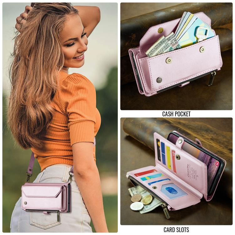 For Samsung Galaxy S25 Edge 5G CaseMe C36 Card Slots Zipper Wallet RFID Anti-theft Leather Phone Case(Pink) - Galaxy S25 Edge 5G Cases by CaseMe | Online Shopping UK | buy2fix