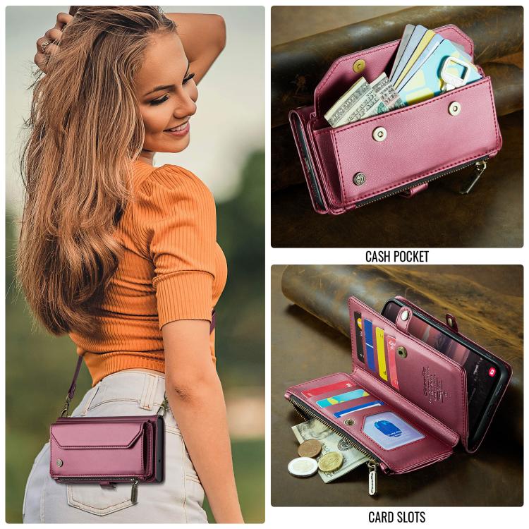 For Samsung Galaxy S25 Edge 5G CaseMe C36 Card Slots Zipper Wallet RFID Anti-theft Leather Phone Case(Red) - Galaxy S25 Edge 5G Cases by CaseMe | Online Shopping UK | buy2fix
