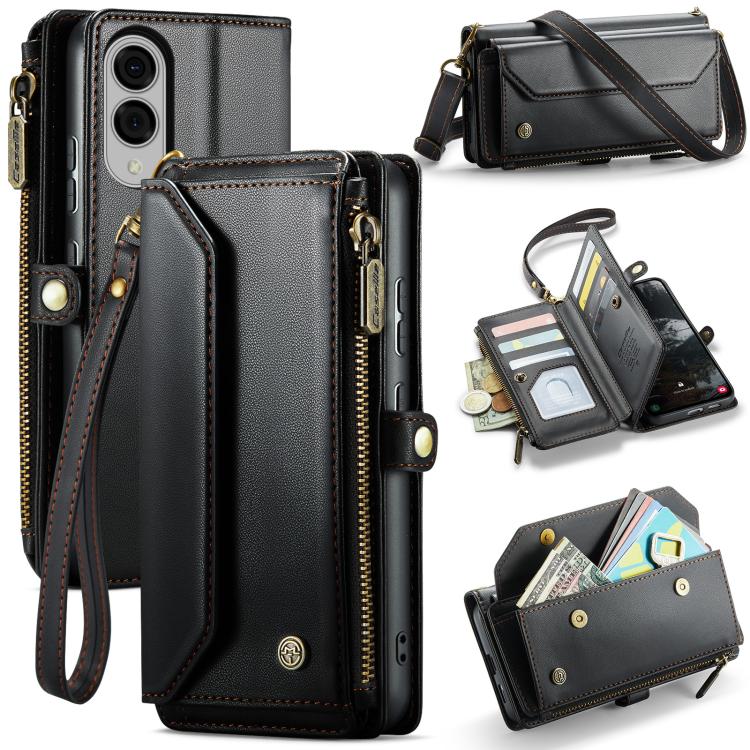 For Samsung Galaxy S25 Edge 5G CaseMe C36 Card Slots Zipper Wallet RFID Anti-theft Leather Phone Case(Black) - Galaxy S25 Edge 5G Cases by CaseMe | Online Shopping UK | buy2fix