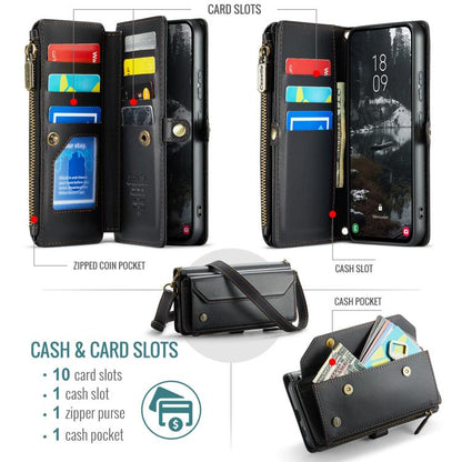 For Samsung Galaxy S25 Edge 5G CaseMe C36 Card Slots Zipper Wallet RFID Anti-theft Leather Phone Case(Black) - Galaxy S25 Edge 5G Cases by CaseMe | Online Shopping UK | buy2fix