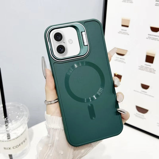 For iPhone 16 Plus CD Texture Frosted MagSafe Lens Holder Phone Case(Green) - iPhone 16 Plus Cases by buy2fix | Online Shopping UK | buy2fix