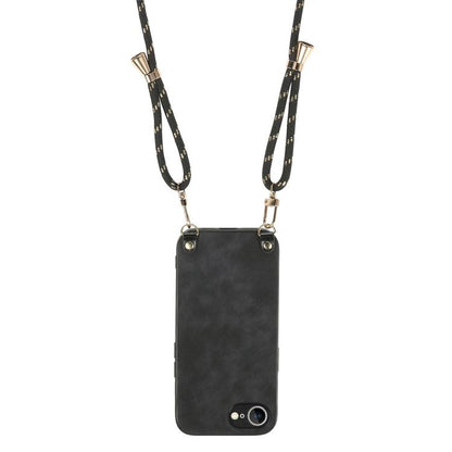 For  iPhone 16e Vintage Leather PC Back Cover Phone Case with Crossbody Strap(Black) - iPhone 16e Cases by buy2fix | Online Shopping UK | buy2fix