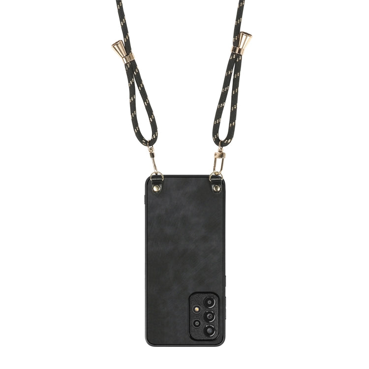For Samsung Galaxy S25 5G Vintage Leather PC Back Cover Phone Case with Crossbody Strap(Black) by buy2fix