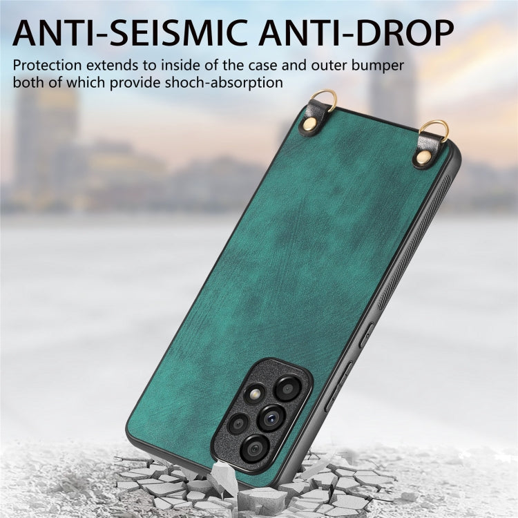 For Samsung Galaxy S25 5G Vintage Leather PC Back Cover Phone Case with Crossbody Strap(Green) by buy2fix