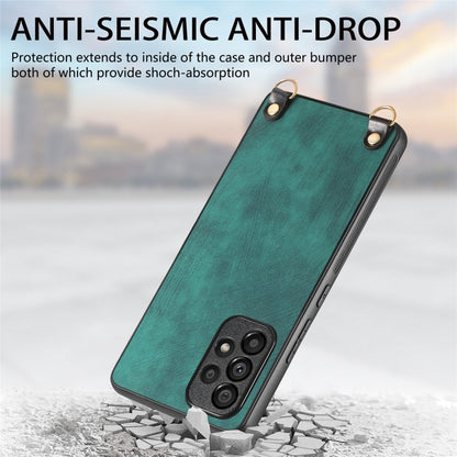 For Samsung Galaxy S25 5G Vintage Leather PC Back Cover Phone Case with Crossbody Strap(Green) by buy2fix