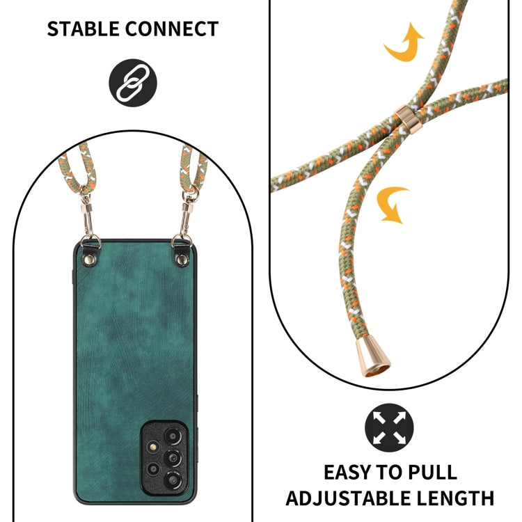 For Samsung Galaxy S25 5G Vintage Leather PC Back Cover Phone Case with Crossbody Strap(Green) by buy2fix