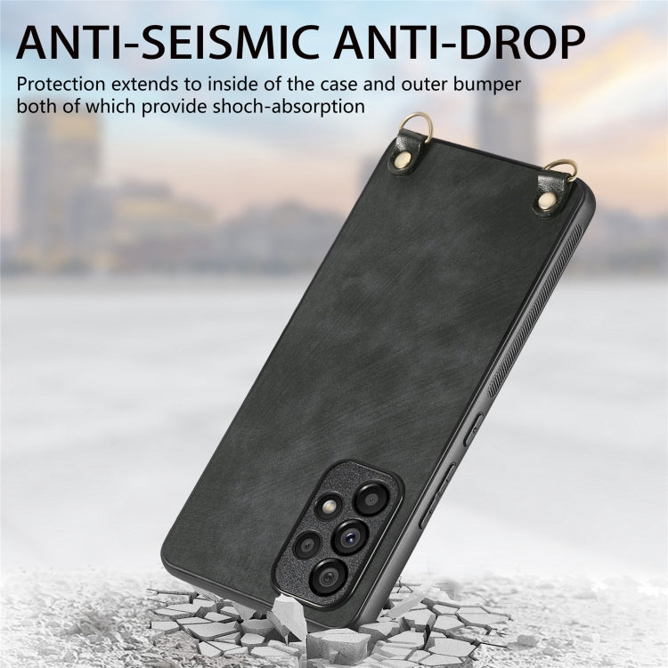 For Samsung Galaxy S25+ 5G Vintage Leather PC Back Cover Phone Case with Crossbody Strap(Black) by buy2fix
