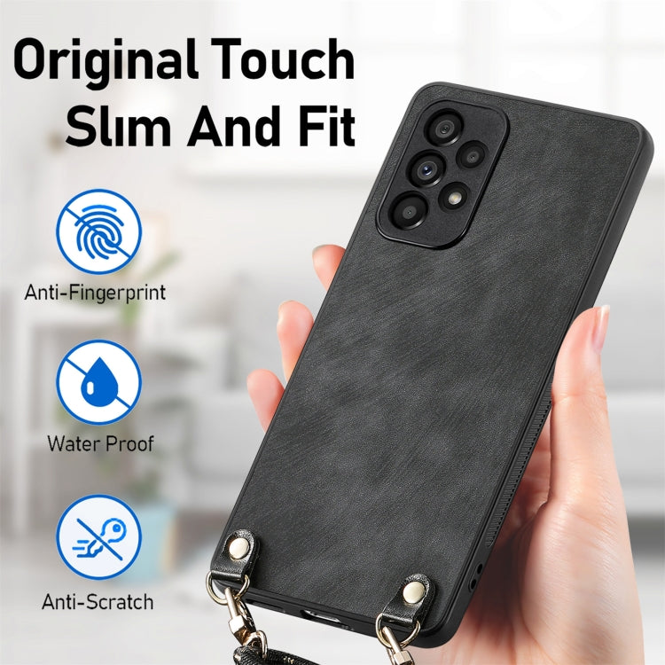 For Samsung Galaxy S25+ 5G Vintage Leather PC Back Cover Phone Case with Crossbody Strap(Black) by buy2fix