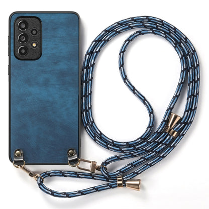 For Samsung Galaxy S25+ 5G Vintage Leather PC Back Cover Phone Case with Crossbody Strap(Blue) by buy2fix