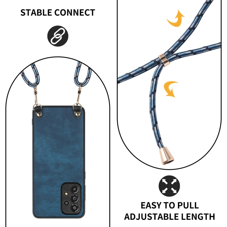 For Samsung Galaxy S25+ 5G Vintage Leather PC Back Cover Phone Case with Crossbody Strap(Blue) by buy2fix