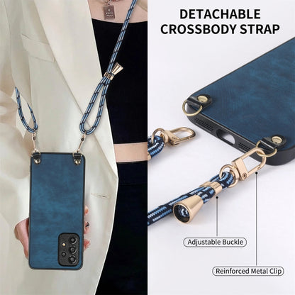For Samsung Galaxy S25+ 5G Vintage Leather PC Back Cover Phone Case with Crossbody Strap(Blue) by buy2fix