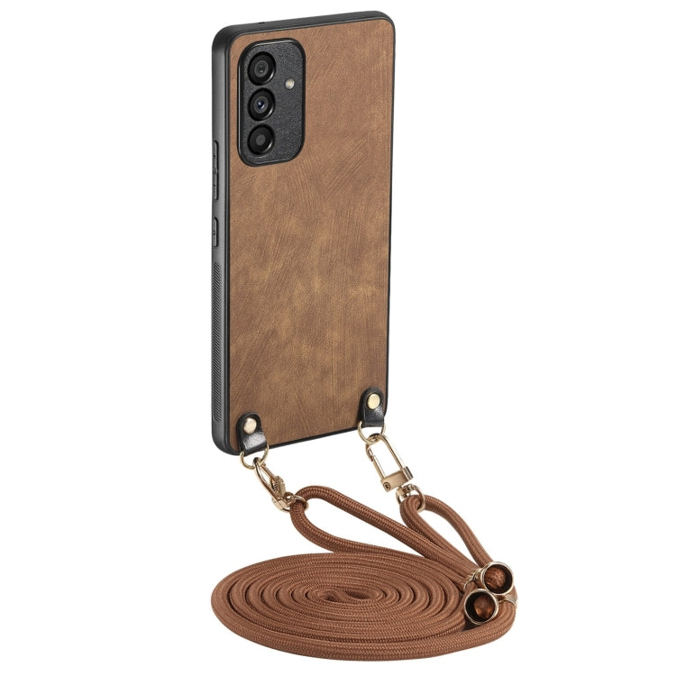 For Samsung Galaxy S25+ 5G Vintage Leather PC Back Cover Phone Case with Crossbody Strap(Brown) by buy2fix