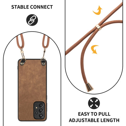 For Samsung Galaxy S25+ 5G Vintage Leather PC Back Cover Phone Case with Crossbody Strap(Brown) by buy2fix