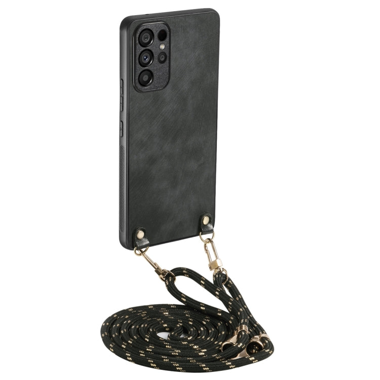For Samsung Galaxy S25 Ultra 5G Vintage Leather PC Back Cover Phone Case with Crossbody Strap(Black) by buy2fix