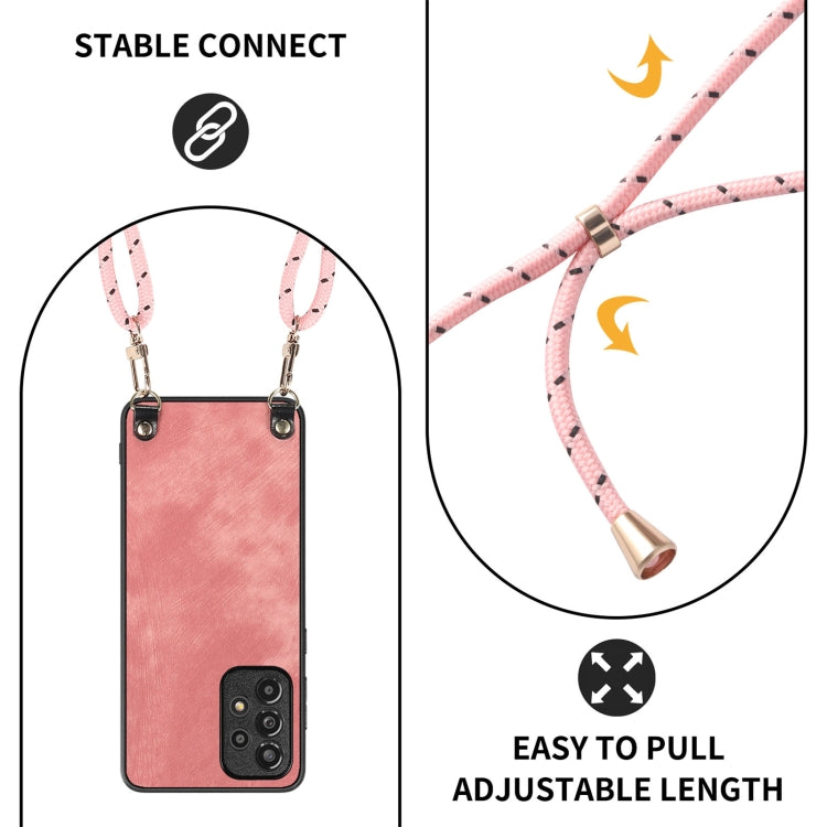For Samsung Galaxy S25 Ultra 5G Vintage Leather PC Back Cover Phone Case with Crossbody Strap(Pink) by buy2fix