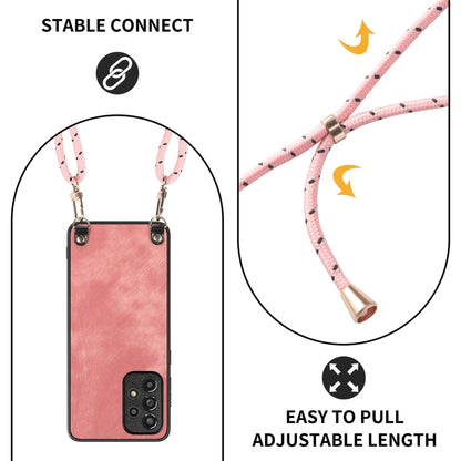 For Samsung Galaxy S25 Ultra 5G Vintage Leather PC Back Cover Phone Case with Crossbody Strap(Pink) by buy2fix