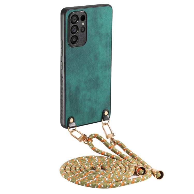 For Samsung Galaxy S25 Ultra 5G Vintage Leather PC Back Cover Phone Case with Crossbody Strap(Green) by buy2fix